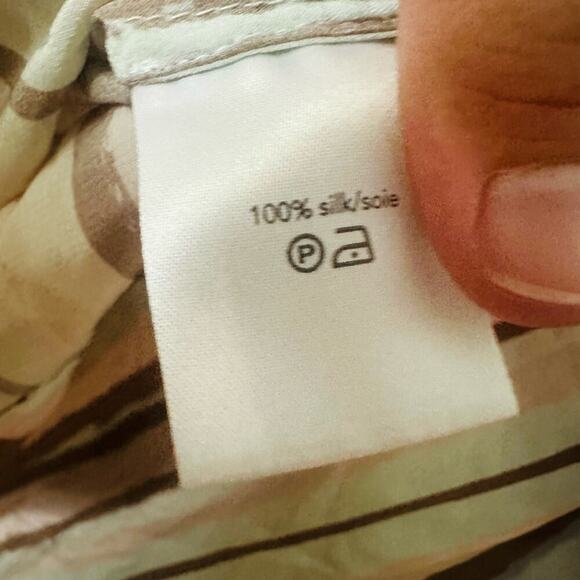 RAOUL Pink Brown Striped Printed 100% Silk Tie Neck Woven Raffaella Blouse Size2 - Picture 11 of 11